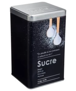 Five Simply Smart Ustensiles De Cuisine Et De Pâtisserie Pot De Conservation En Métal Noir Sucre En Poudre