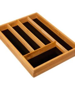 Five Simply Smart Ustensiles De Cuisine Et De Pâtisserie Range-couverts Bambou 5 Compartiments Noir