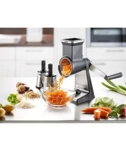 GEFU Ustensiles De Cuisine Et De Pâtisserie Râpe à Tambour Avec 3 Tambours En Acier Inoxydable Argent -Poêles et wok Soldes rape a tambour avec 3 tambours en acier inoxydable argent 4