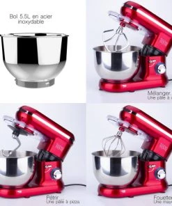 Kitchen Move Ustensiles De Cuisine Et De Pâtisserie Robot Patissier Multifonction Acier Rouge 1500W -Poêles et wok Soldes robot patissier multifonction acier rouge 1500w 2