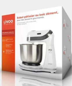 Livoo Ustensiles De Cuisine Et De Pâtisserie Robot Pâtissier Multifonction En Acier Inoxydable Blanc -Poêles et wok Soldes robot patissier multifonction en acier inoxydable blanc 5