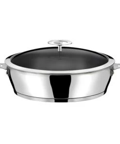 Cuisinox Poêles Et Wok Sauteuse 28cm Inox Revêtement Anti-adhérent Et Couvercle Universel En