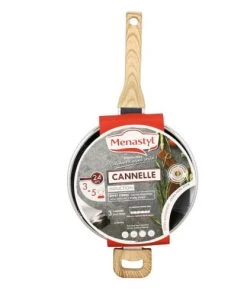 Menastyl Poêles Et Wok Sauteuse Avec Couvercle Et Poignées En Aluminium Et Bois 24 Cm -Poêles et wok Soldes sauteuse avec couvercle et poignees en aluminium et bois 24 cm 1