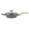 Menastyl Poêles Et Wok Sauteuse Avec Couvercle Et Poignées En Aluminium Et Bois 24 Cm -Poêles et wok Soldes sauteuse avec couvercle et poignees en aluminium et bois 24 cm