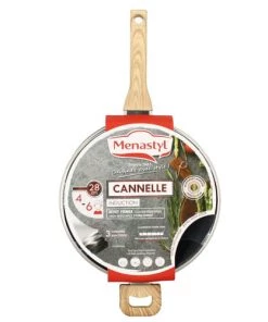 Menastyl Poêles Et Wok Sauteuse Avec Couvercle Et Poignées En Aluminium Et Bois 28 Cm -Poêles et wok Soldes sauteuse avec couvercle et poignees en aluminium et bois 28 cm 1