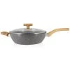 Menastyl Poêles Et Wok Sauteuse Avec Couvercle Et Poignées En Aluminium Et Bois 28 Cm -Poêles et wok Soldes sauteuse avec couvercle et poignees en aluminium et bois 28 cm