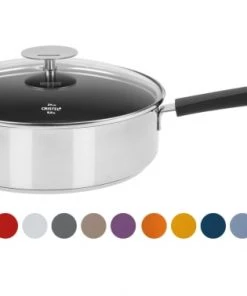 Cristel Poêles Et Wok Sauteuse Inox Avec Anti-adhérent Revêtue 24cm -Poêles et wok Soldes sauteuse inox avec anti adherent revetue 24cm 55