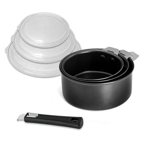 Cuisinox Série 3 Casseroles 16-18-20cm, 3 Couvercles Et 1 Poignée En Aluminium 3 Cuisinox Série 3 Casseroles 16-18-20cm, 3 Couvercles Et 1 Poignée En Aluminium