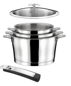 Cuisinox Série De 3 Casseroles 16/18/20cm Inox Avec Poignée Et Couvercle 20cm