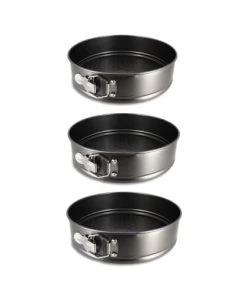 Menastyl Plats à Four Set 3 Moules à Charnières En Acier Carbone 22 Cm, 24 Cm Et 26 Cm