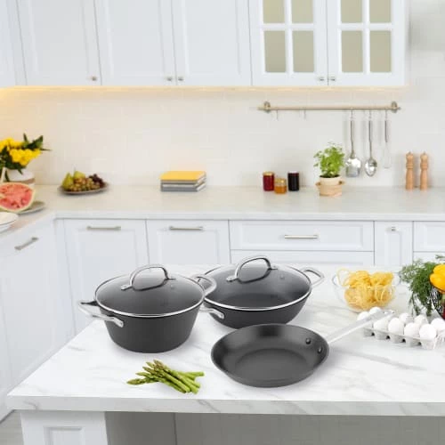 BOJ Casseroles Set De 1 Casserole, 1 Poêle Et 1 Marmite Hollandaise 7 BOJ Casseroles Set De 1 Casserole, 1 Poêle Et 1 Marmite Hollandaise – Image 5