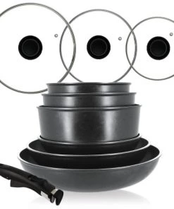 Menastyl Set De 10 Pièces Poêles Et Casseroles Pour Induction En Aluminium