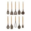 Menastyl Ustensiles De Cuisine Et De Pâtisserie Set De 10 Ustensiles En Silicone Et Manche En Bois -Poêles et wok Soldes set de 10 ustensiles en silicone et manche en bois