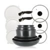 Menastyl Set De 14 Pièces Poêles Et Casseroles Pour Induction En Aluminium -Poêles et wok Soldes set de 14 pieces poeles et casseroles pour induction en aluminium