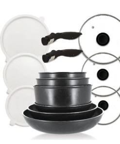 Menastyl Set De 14 Pièces Poêles Et Casseroles Pour Induction En Aluminium