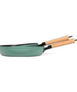Livoo Poêles Et Wok Set De 2 Poêles Wood Line En Aluminium Blanc -Poêles et wok Soldes set de 2 poeles wood line en aluminium vert