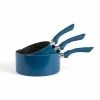 Livoo Set De 3 Casseroles Aspect Pierre En Aluminium Bleu -Poêles et wok Soldes set de 3 casseroles aspect pierre en aluminium bleu