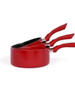 Livoo Set De 3 Casseroles Aspect Pierre En Aluminium Bleu 11 Livoo Set De 3 Casseroles Aspect Pierre En Aluminium Bleu -Poêles et wok Soldes set de 3 casseroles aspect pierre en aluminium rouge bordeaux 2