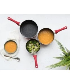 Livoo Set De 3 Casseroles Aspect Pierre En Aluminium Rouge Bordeaux -Poêles et wok Soldes set de 3 casseroles aspect pierre en aluminium rouge bordeaux 6