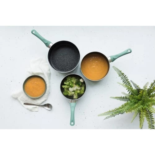 Livoo Set De 3 Casseroles Aspect Pierre En Aluminium Vert 7 Livoo Set De 3 Casseroles Aspect Pierre En Aluminium Vert – Image 5