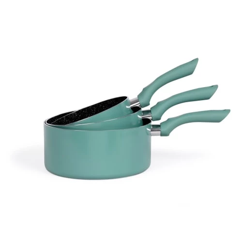 Livoo Set De 3 Casseroles Aspect Pierre En Aluminium Vert 3 Livoo Set De 3 Casseroles Aspect Pierre En Aluminium Vert