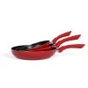 Livoo Poêles Et Wok Set De 3 Poêles Aspect Pierre En Aluminium Rouge Bordeaux -Poêles et wok Soldes set de 3 poeles aspect pierre en aluminium rouge bordeaux 1