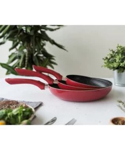 Livoo Poêles Et Wok Set De 3 Poêles Aspect Pierre En Aluminium Rouge Bordeaux -Poêles et wok Soldes set de 3 poeles aspect pierre en aluminium rouge bordeaux 5