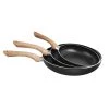Livoo Poêles Et Wok Set De 3 Poêles Aspect Pierre Et Bois En Aluminium Noir -Poêles et wok Soldes set de 3 poeles aspect pierre et bois en aluminium noir