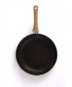 Livoo Poêles Et Wok Set De 3 Poêles Aspect Pierre Et Bois En Aluminium Noir -Poêles et wok Soldes set de 3 poeles aspect pierre et bois en aluminium noir 4