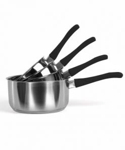 Livoo Set De 4 Casseroles Acier Inoxydable En Acier Inoxydable Noir