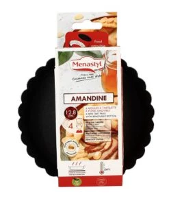 Menastyl Plats à Four Set De 4 Mini Moules à Tarte En Acier Carbone 13 Cm -Poêles et wok Soldes set de 4 mini moules a tarte en acier carbone 13 cm 4