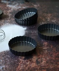 Menastyl Plats à Four Set De 4 Mini Moules à Tarte En Acier Carbone 13 Cm -Poêles et wok Soldes set de 4 mini moules a tarte en acier carbone 13 cm 5