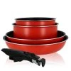 Menastyl Casseroles Set De 5 Pièces Non Induction Avec Poignée Amovible En Aluminium -Poêles et wok Soldes set de 5 pieces non induction avec poignee amovible en aluminium