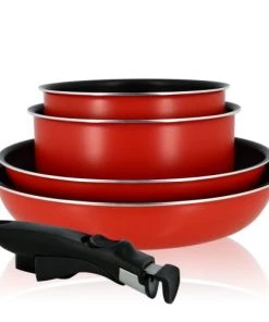 Menastyl Casseroles Set De 5 Pièces Non Induction Avec Poignée Amovible En Aluminium