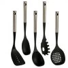 Wadiga Ustensiles De Cuisine Et De Pâtisserie Set De 5 Ustensiles De Cuisine Métal Chromé Et Polypropylène Noir -Poêles et wok Soldes set de 5 ustensiles de cuisine metal chrome et polypropylene noir