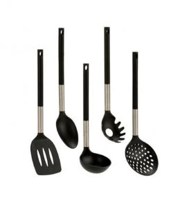 Wadiga Ustensiles De Cuisine Et De Pâtisserie Set De 5 Ustensiles De Cuisine Noir Et Chrome