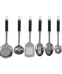 Wadiga Ustensiles De Cuisine Et De Pâtisserie Set De 6 Ustensiles De Cuisine En Acier Inoxydable Noir Et Chrome