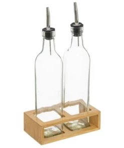 Five Simply Smart Ustensiles De Cuisine Et De Pâtisserie Set Huile Et Vinaigre En Bambou Et Verre