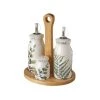 Wadiga Ustensiles De Cuisine Et De Pâtisserie Set Huile, Vinaigre, Poivre Et Sel Support En Bois