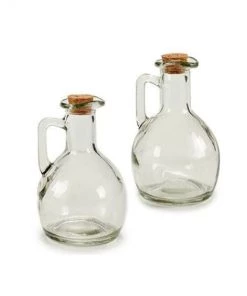 Wadiga Ustensiles De Cuisine Et De Pâtisserie Set Huilier + Vinaigrier En Verre Avec Bouchon En Liège