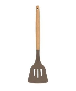 Menastyl Ustensiles De Cuisine Et De Pâtisserie Spatule Ajourée En Silicone Et Manche En Bois