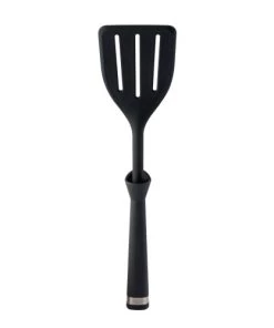 Mastrad Ustensiles De Cuisine Et De Pâtisserie Spatule Retourneur Ajourée En Silicone Noir