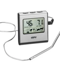 GEFU Ustensiles De Cuisine Et De Pâtisserie Thermomètre Numérique Avec Minuteur En Acier Inoxydable Argent