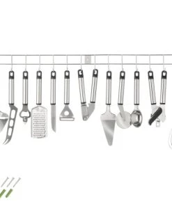 Tectake Ustensiles De Cuisine Et De Pâtisserie Ustensiles De Cuisine 13 Pièces Argent Avec Support Mural -Poêles et wok Soldes ustensiles de cuisine 13 pieces argent avec support mural 3