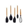 Wadiga Ustensiles De Cuisine Et De Pâtisserie Ustensiles De Cuisine Manche En Bois Et Polypropylène Noir - Lot De 5