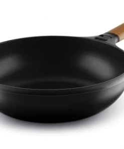 Castey Poêles Et Wok Wok 28cm Antiadhésif, Fonte D’aluminium, Manche Amovible, Tous Feux