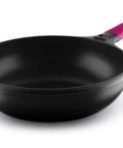 Castey Poêles Et Wok Wok 28cm Antiadhésif, Fonte D’aluminium, Manche Amovible, Tous Feux