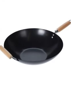 Wadiga Poêles Et Wok Wok Anti-adhésif Avec Manches En Bois D34,5cm