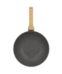 Menastyl Poêles Et Wok Wok Avec Poignées En Aluminium Et Bois 28 Cm -Poêles et wok Soldes wok avec poignees en aluminium et bois 28 cm 2