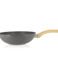 Menastyl Poêles Et Wok Wok Avec Poignées En Aluminium Et Bois 28 Cm
